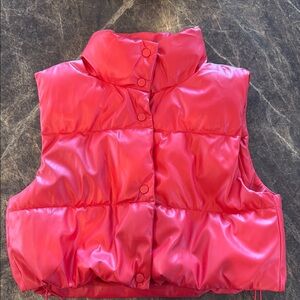 Red leather Puffer Vest